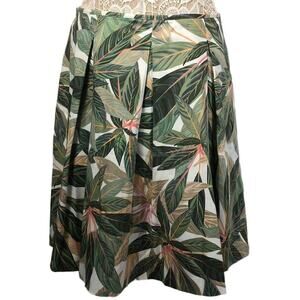 NWT Brooks Brothers Tropical Leaf Print Pleated Skirt size 10
